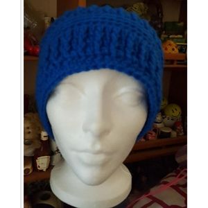 Handmade Snow Blue Beanie Size Medium